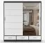 Armoire à portes coulissantes avec miroir | Blanc / Noir | Lusatian 20 | 218 x 203 x 61 cm | 3 tiroirs | 12 compartiments | Grand espace