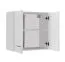 Armoire suspendue Kunja 02, Couleur : Blanc / Blanc brillant, Poignées : Argent, deux portes, protection des bords ABS, deux compartiments, dimensions : 57 x 60 x 30 cm, pour cuisine