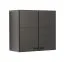 Armoire suspendue Plina 02, Couleur : Blanc / Noir / Noir mat, deux portes, protection des bords ABS, design moderne, deux compartiments, dimensions : 57 x 60 x 30 cm, pour cuisine