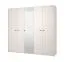 Armoire / 5 portes / Couleur : Cachemire / 1 porte miroir / Dimensions : 224,5 x 56 x 210,5 cm / 2 tringles à vêtements / 7 compartiments / Chants ABS / Poignées & Pieds : Métal