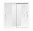 Armoire avec grand miroir Niel 28, Couleur : Blanc / Marbre blanc - Dimensions : 215 x 200 x 60 cm (H x L x P)