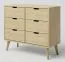 Commode en pin massif naturel Aurornis 35 | 6 tiroirs | 84 x 96 x 40 cm | Design moderne