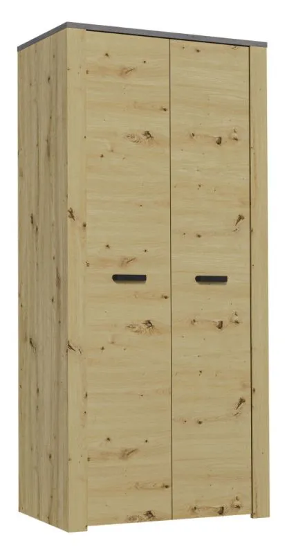 Armoire penderie Talimatau 01 | 2 portes | Espace optimisé | Chêne / Gris | 197 x 91 x 56 cm