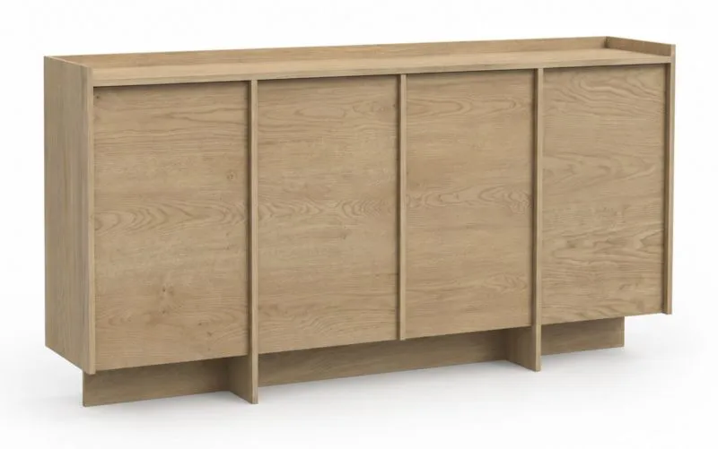 Commode sobre Illgau 01, Cremona - Brun clair, 90 x 200 x 38 cm, Avec 4 portes et 6 compartiments, Système Push-to-open, Finition de haute qualité, Système Soft Close