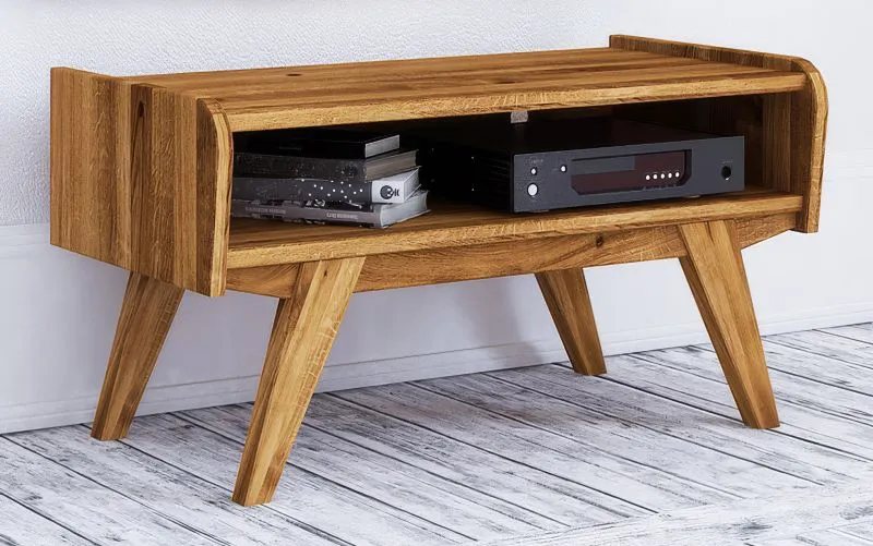 Meuble TV Otago 19 en chêne sauvage massif huilé | 43 x 80 x 40 cm | Design haut de gamme