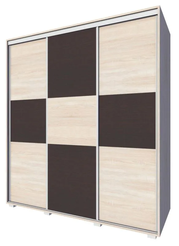 Armoire | 3 portes coulissantes | 3 tiroirs | 6 casiers | avec 2 tringles à vêtements | 200 cm de large | Couleur: Chêne Sonoma Abbildung