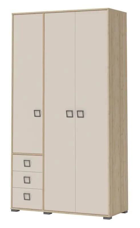 Armoire à portes battantes / armoire 19, couleur : hêtre / crème - 236 x 126 x 56 cm (h x l x p)