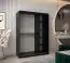 Armoire à portes coulissantes / Penderie Bisaurin 3D avec miroir, Couleur : Noir - Dimensions : 200 x 150 x 62 cm ( H x L x P)