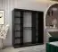 Armoire à portes coulissantes / Penderie Bisaurin 4B avec miroir, Couleur : Noir / Chêne de Sonoma - Dimensions : 200 x 180 x 62 cm ( H x L x P)