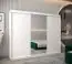 Armoire à portes coulissantes / Penderie Bisaurin 6B avec miroir, Couleur : Blanc mat - Dimensions : 200 x 250 x 62 cm ( H x L x P)