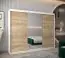 Armoire à portes coulissantes / Penderie avec miroir Tomlis 06A, Couleur : Blanc mat / Chêne de Sonoma - Dimensions : 200 x 250 x 62 cm (H x L x P)