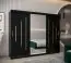 Armoire à portes coulissantes / Penderie avec miroir Tomlis 06A, Couleur : Noir - Dimensions : 200 x 250 x 62 cm (h x l x p)