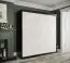 Armoire à portes coulissantes avec motif moderne en marbre Etna 42, Couleur : Noir mat / Marbre blanc - Dimensions : 200 x 200 x 62 cm (h x l x p), avec 10 compartiments et deux tringles à vêtements