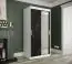 Armoire avec porte miroir Etna 75, Couleur : Blanc mat / Marbre noir - Dimensions : 200 x 100 x 62 cm (h x l x p), avec cinq casiers