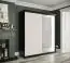 Armoire au design moderne Etna 86, Couleur : Noir mat / Marbre blanc - Dimensions : 200 x 180 x 62 cm (h x l x p), avec 10 compartiments et deux tringles à vêtements