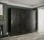 Armoire exceptionnelle avec miroir Etna 49, Couleur : Noir mat / Marbre noir - Dimensions : 200 x 100 x 62 cm (h x l x p), avec cinq casiers