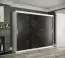 Armoire grand format avec motif en marbre Etna 47, Couleur : Blanc mat / Marbre noir - Dimensions : 200 x 250 x 62 cm (h x l x p), avec 10 compartiments et deux tringles à vêtements