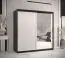 Armoire sobre avec 10 compartiments Liskamm 39, Couleur : Noir mat / Blanc mat - Dimensions : 200 x 180 x 62 cm (h x l x p), avec une porte à miroir
