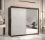 Armoire moderne avec grand espace de rangement Liskamm 43, Couleur : Noir mat / Blanc mat - Dimensions : 200 x 200 x 62 cm (h x l x p), avec une porte à miroir