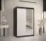 Armoire moderne avec une porte à miroir Balmenhorn 31, Couleur : Noir mat / Blanc mat - Dimensions : 200 x 120 x 62 cm (h x l x p), avec grand espace de rangement