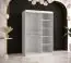 Armoire noble avec une porte à miroir Balmenhorn 78, Couleur : Blanc mat / Noir mat - Dimensions : 200 x 120 x 62 cm (h x l x p), avec cinq casiers et deux tringles à vêtements