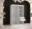 Armoire élégante en marbre Hochfeiler 53, Couleur : Blanc / Marbre noir - Dimensions : 200 x 120 x 62 cm (h x l x p), avec cinq casiers et un miroir.