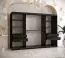 Armoire avec trois portes miroir Hochfeiler 96, Couleur : Noir / Marbre noir - Dimensions : 200 x 250 x 62 cm (h x l x p), avec 10 compartiments et deux tringles à vêtements