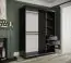 Armoire au design moderne Etna 82, Couleur : Noir mat / Marbre blanc - Dimensions : 200 x 150 x 62 cm (h x l x p), avec une porte à miroir