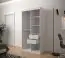 Armoire avec cinq casiers Dom 75, Couleur : Blanc mat / Chêne Artisan / Noir mat - Dimensions : 200 x 100 x 62 cm (h x l x p), avec un miroir