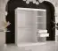 Armoire avec porte miroir Liskamm 34, Couleur : Blanc mat / Noir mat - Dimensions : 200 x 150 x 62 cm (h x l x p), avec cinq casiers et deux tringles à vêtements