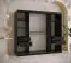 Armoire élégante avec une porte miroir Liskamm 44, Couleur : Noir mat - Dimensions : 200 x 200 x 62 cm (h x l x p), avec 10 compartiments et deux tringles à vêtements