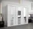 Armoire à portes coulissantes / Penderie Polos 06 avec miroir, Couleur : Blanc mat - Dimensions : 200 x 250 x 62 cm (H x L x P)