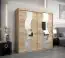 Armoire à portes coulissantes / Penderie Hacho 05 avec miroir, Couleur : Chêne de Sonoma - Dimensions : 200 x 200 x 62 cm ( H x L x P)