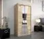 Armoire à portes coulissantes / Penderie Naranco 01 avec miroir, Couleur : Chêne de Sonoma - Dimensions : 200 x 100 x 62 cm ( H x L x P)