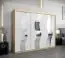 Armoire à portes coulissantes / Penderie Hacho 06 avec miroir, Couleur : Chêne de Sonoma / Blanc mat - Dimensions : 200 x 250 x 62 cm ( H x L x P)