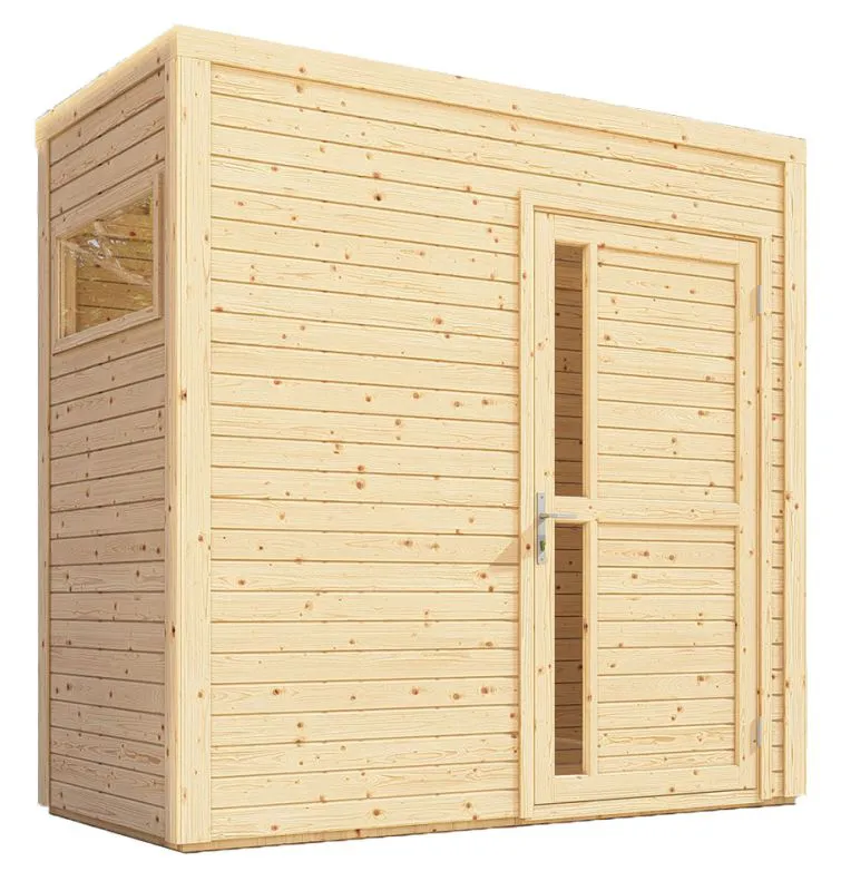 Abri de jardin Basel 01 avec plancher, naturel - en éléments de 19 mm, surface au sol : 2,60 m², toit plat