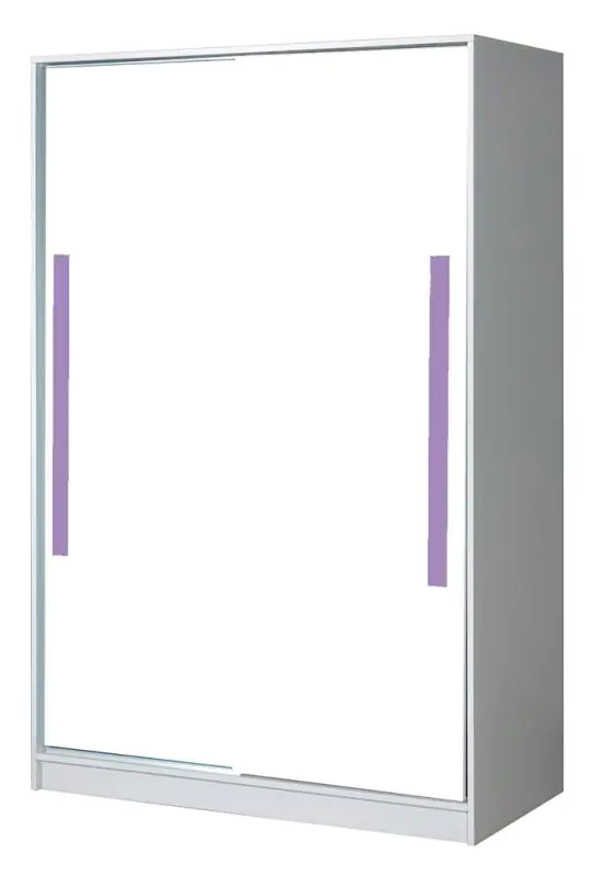 Chambre d'enfant - Armoire à portes coulissantes / armoire Walter 12, couleur : blanc brillant / violet - 191 x 120 x 60 cm (H x L x P)