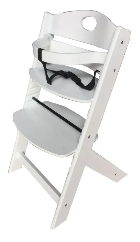 Chaise haute Matteo 16, Couleur : Blanc, massif partiel - dimensions : 81 x 45 x 51 cm (h x l x p)