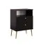 Table de chevet Almyros 02 | 2 tiroirs | Noir & Or | 1 niche ouverte | 69,5 x 50 x 34 cm