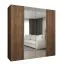 Penderie / Armoire à portes battantes avec 2 tringles / Couleur : Noyer / 2 mètres de large / 2 compartiments / Poignées : Argentées / 2 portes miroir