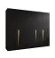 Armoire / Couleur : Noir / 5 portes / 3 compartiments / Poignées : Or / 3 tringles à vêtements/ Fonction Soft-Close / Dimensions : 250 x 52 x 202 cm / Chants ABS