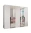Armoire / Couleur : Blanc / 2 portes miroir / 3 compartiments / 3 tringles à vêtements / Poignées : Noir / Dimensions : 250 x 52 x 202 cm / Fonction Soft-Close / Chants ABS