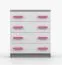 Commode enfant 80 cm large | Blanc / Gris | Smolikas 10 | Poignées bois roses | 4 tiroirs spacieux | 90 x 80 x 40 cm