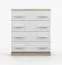 Commode 80 cm de large / 90 x 80 x 40 cm / Blanc / Chêne de Sonoma / Smolikas 09 / 4 tiroirs / Poignées en bois blanc / Bicolore / Enfants / Jeunes