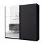 Armoire avec miroir Lamia | Graphite | 6 compartiments | 1 penderie | 2 m de large | Portes coulissantes