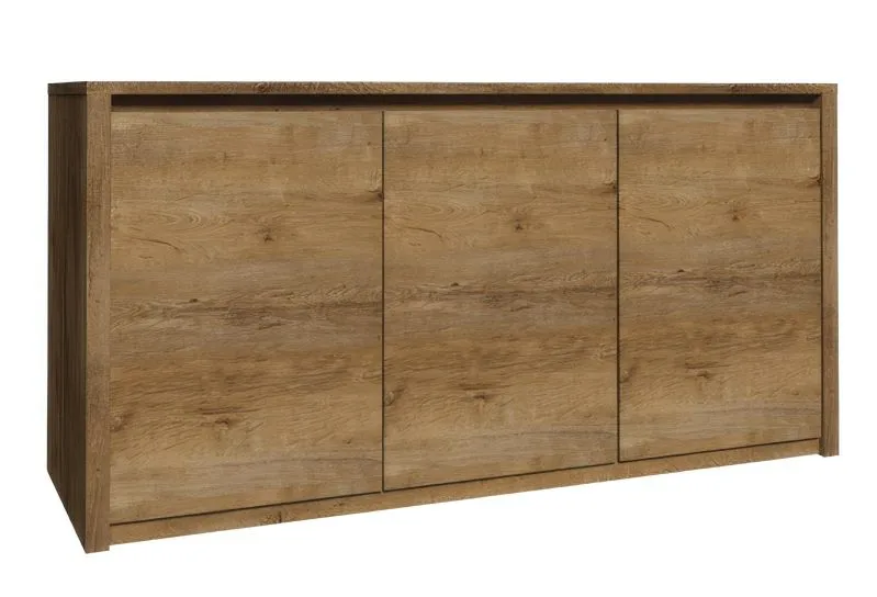 Commode Selun 03, Couleur : Chêne brun foncé - 80 x 130 x 43 cm (H x L x P)