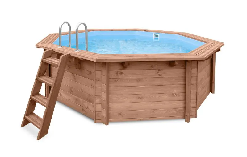 Piscine en bois Verano 02- Ensemble en pin KDI - Dimensions (cm) : 401 x 434 x 118 (L x l x h), pompe et filtre à sable inclus