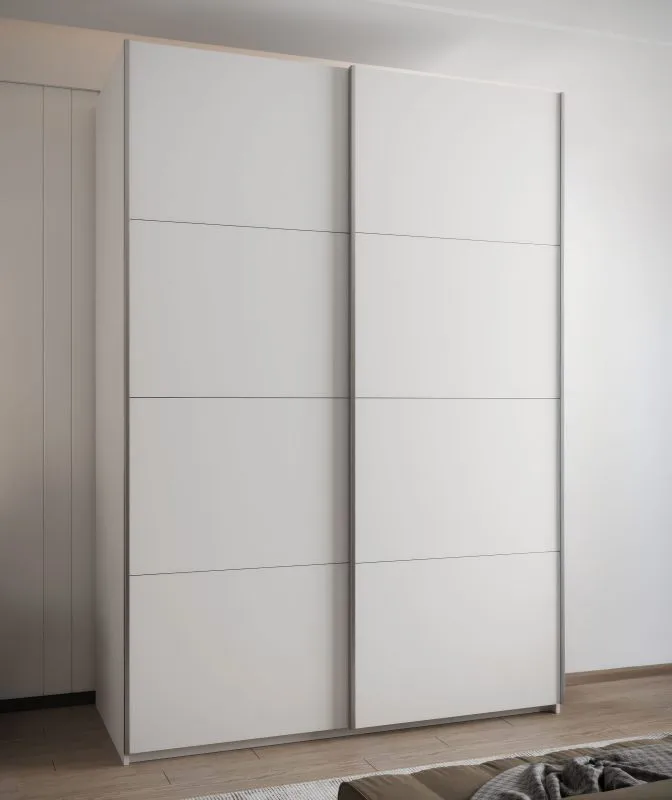 Penderie / Armoire à portes coulissantes / 11 compartiments / 6 étagères / 245,5 x 170 x 64 cm / 2 tringles à vêtements / 2 portes coulissantes / Couleur : Blanc / Soft-Close