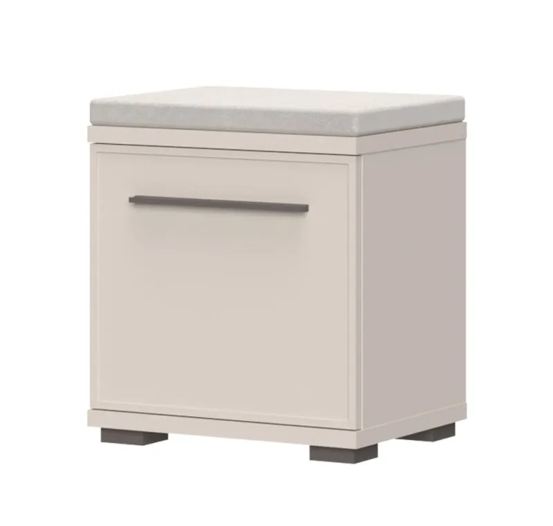 Banc d’entrée avec rangement Neiafu 110 | Coloris cachemire | Soft-Close | Coussin rembourré | 53 x 46 x 36 cm
