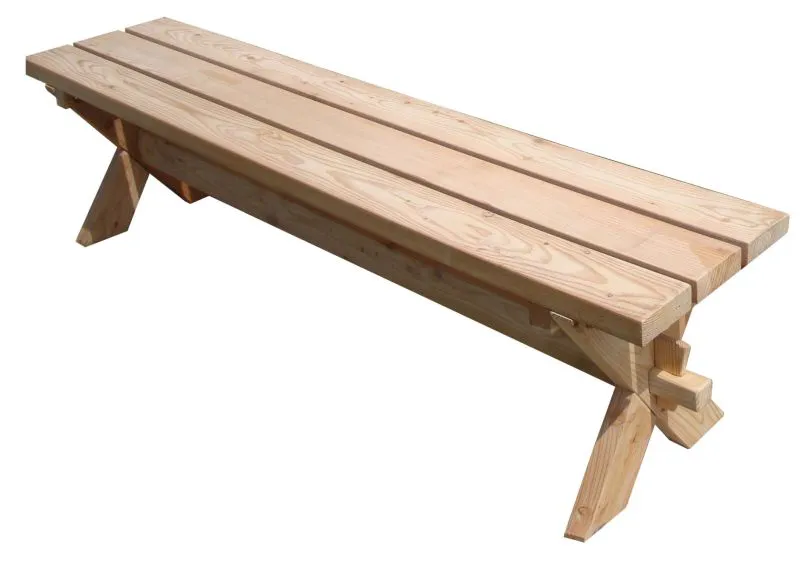 Banc de jardin Lisianthus en bois massif, rustique, mélèze naturel, 45 x 178 x 49 cm, banc en bois stable, durable, robuste